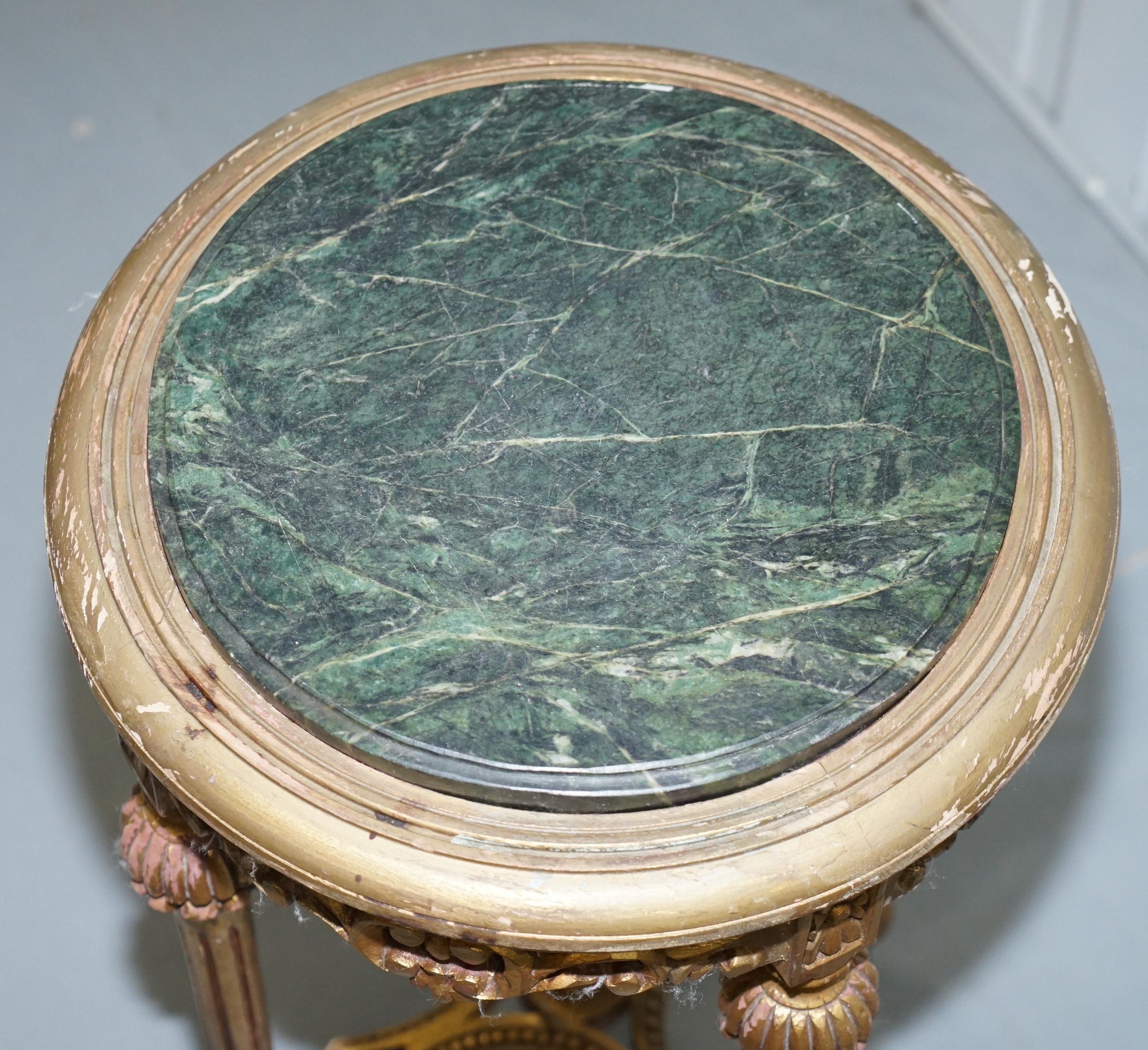 Lovely Green Marble Topped Giltwood French Rococo Stand Plants Busts Sculptures 2