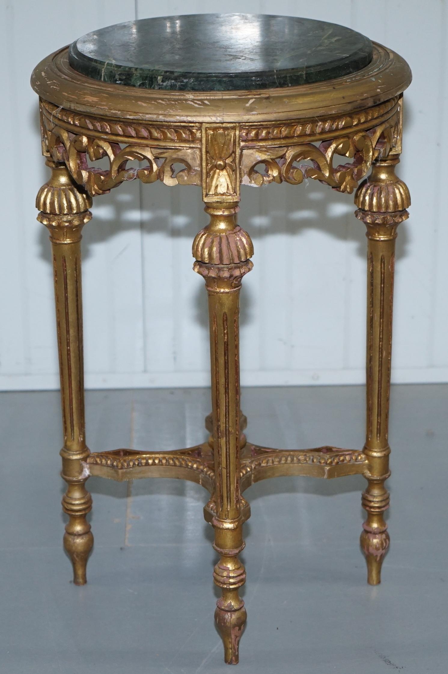 Lovely Green Marble Topped Giltwood French Rococo Stand Plants Busts Sculptures 2