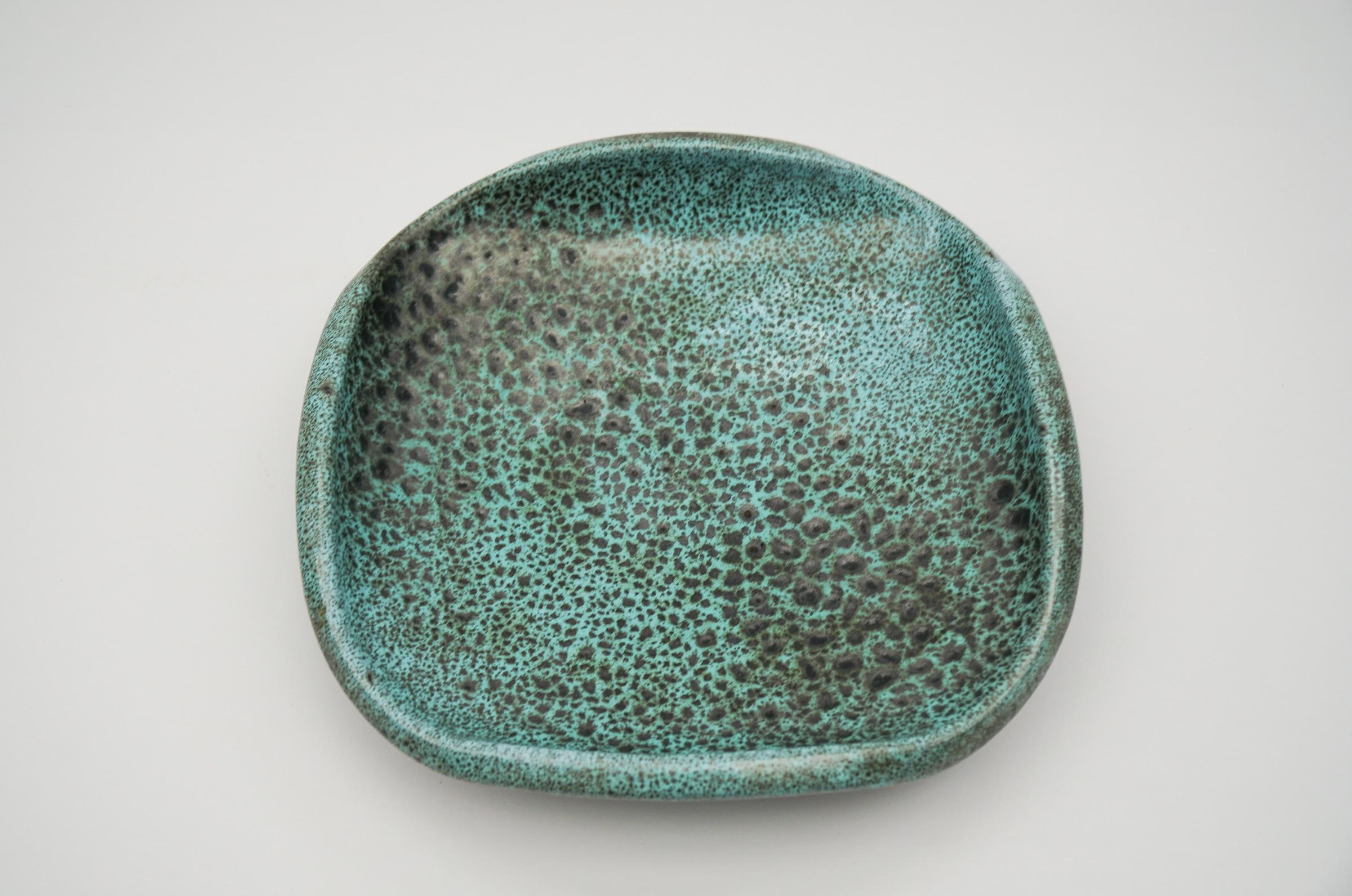 Mid-20th Century Lovely Green Studio Ceramic Plate by Wilhelm & Elly Kuch, 1960s, Germany For Sale