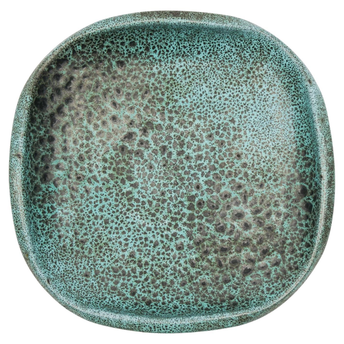 Lovely Green Studio Ceramic Plate by Wilhelm & Elly Kuch, 1960s, Germany For Sale