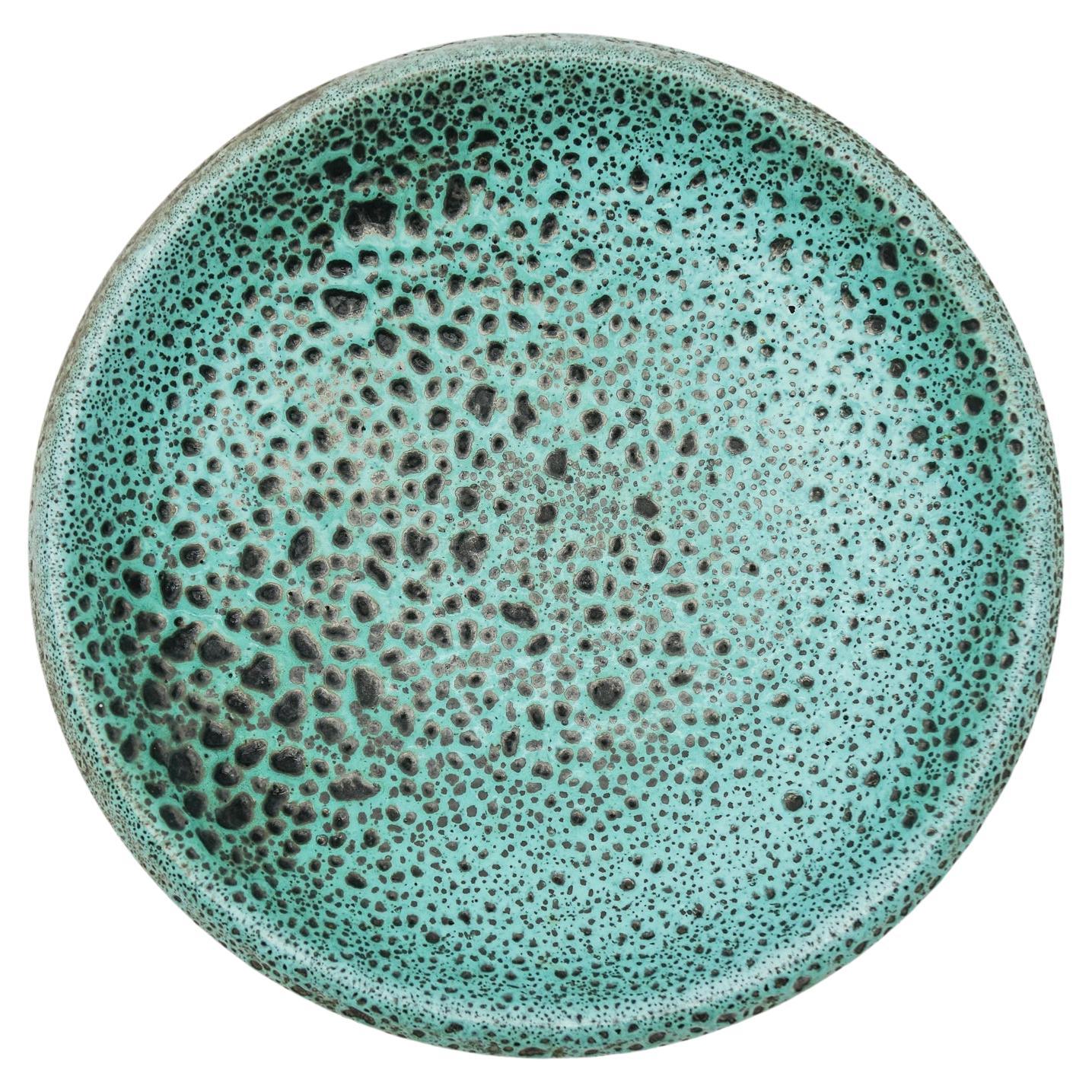 Lovely Green Studio Ceramic Round Plate by Wilhelm & Elly Kuch, 1960s, Germany For Sale