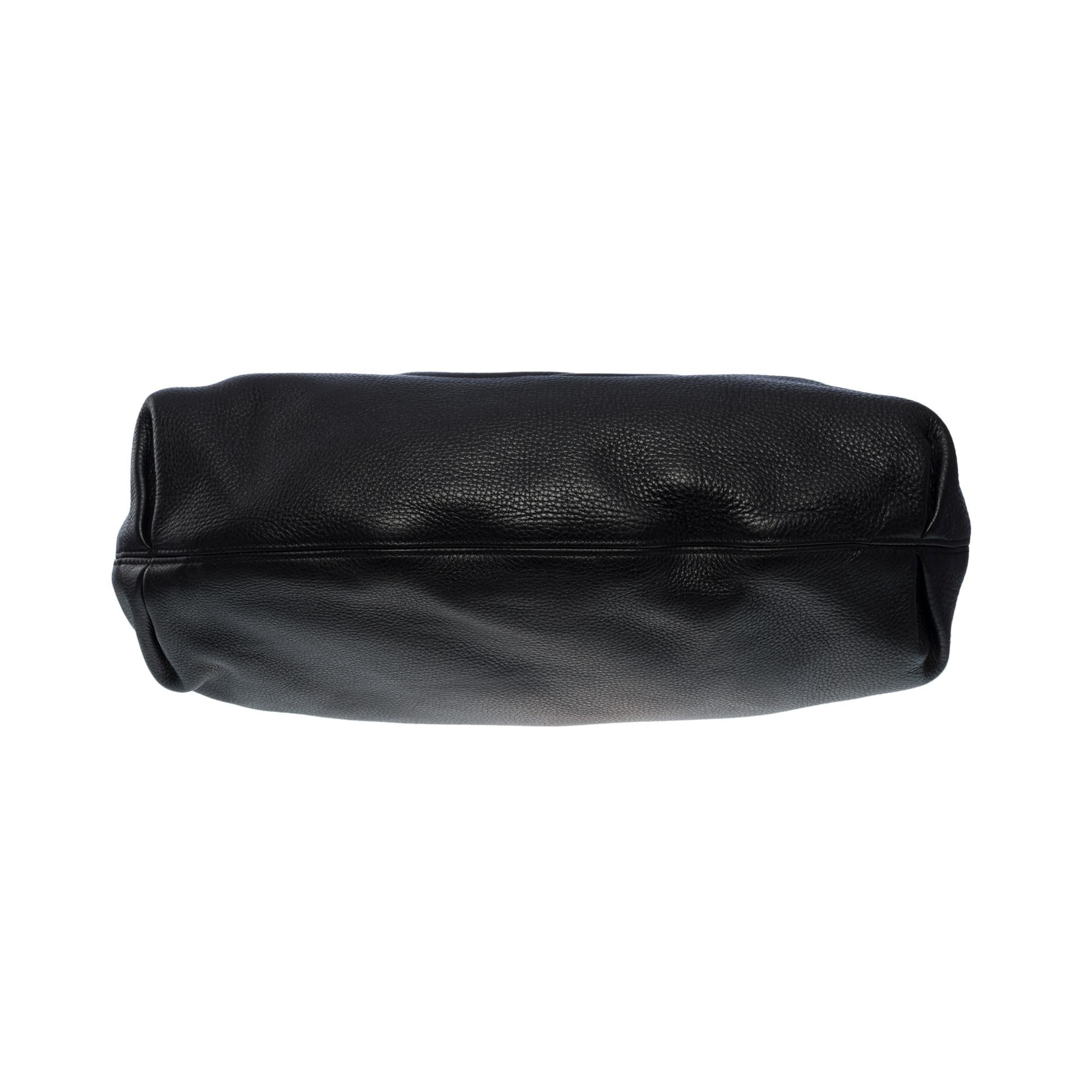 Lovely Gucci Soho GM hobo bag in black grained calf leather, GHW 6