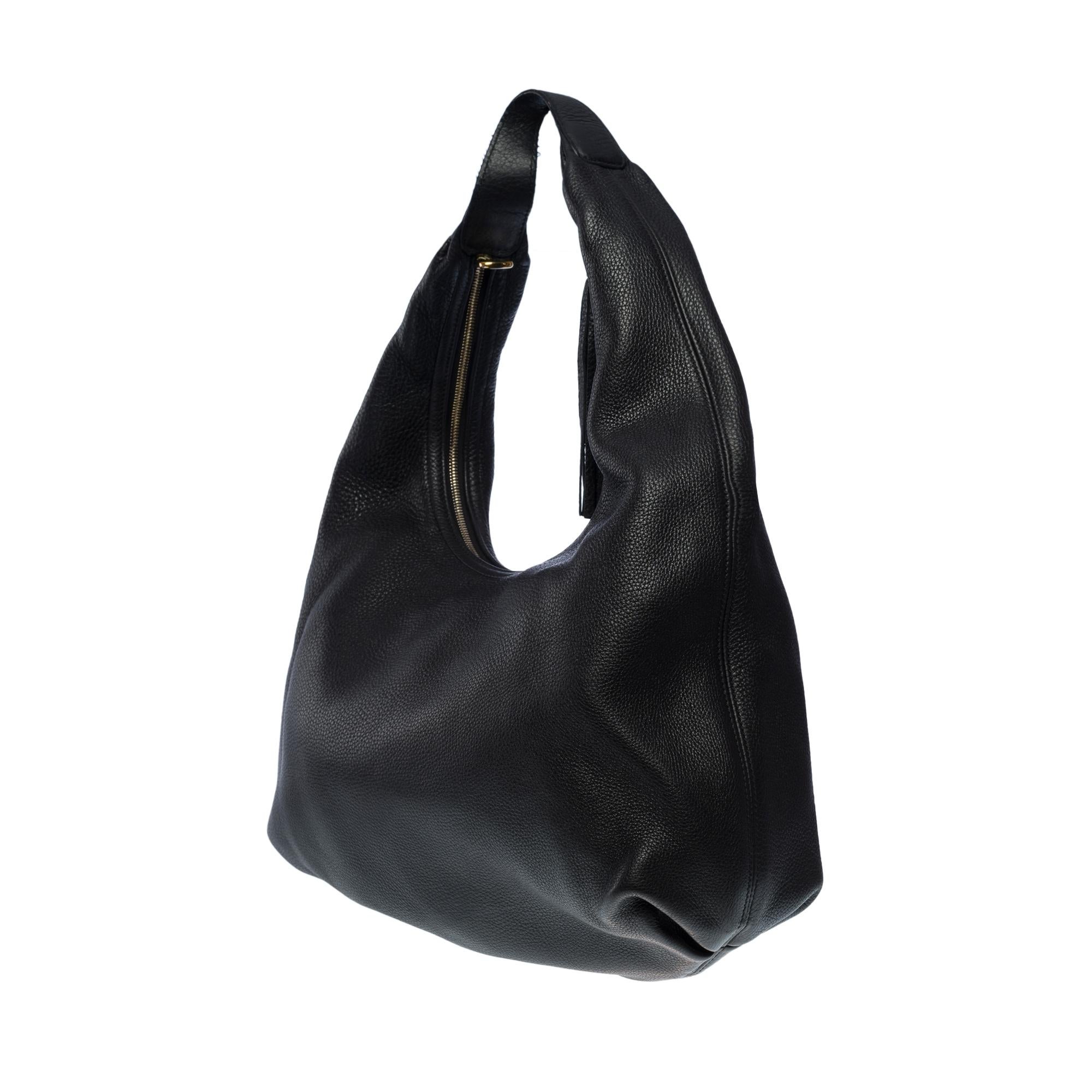 Lovely Gucci Soho GM hobo bag in black grained calf leather, GHW 1