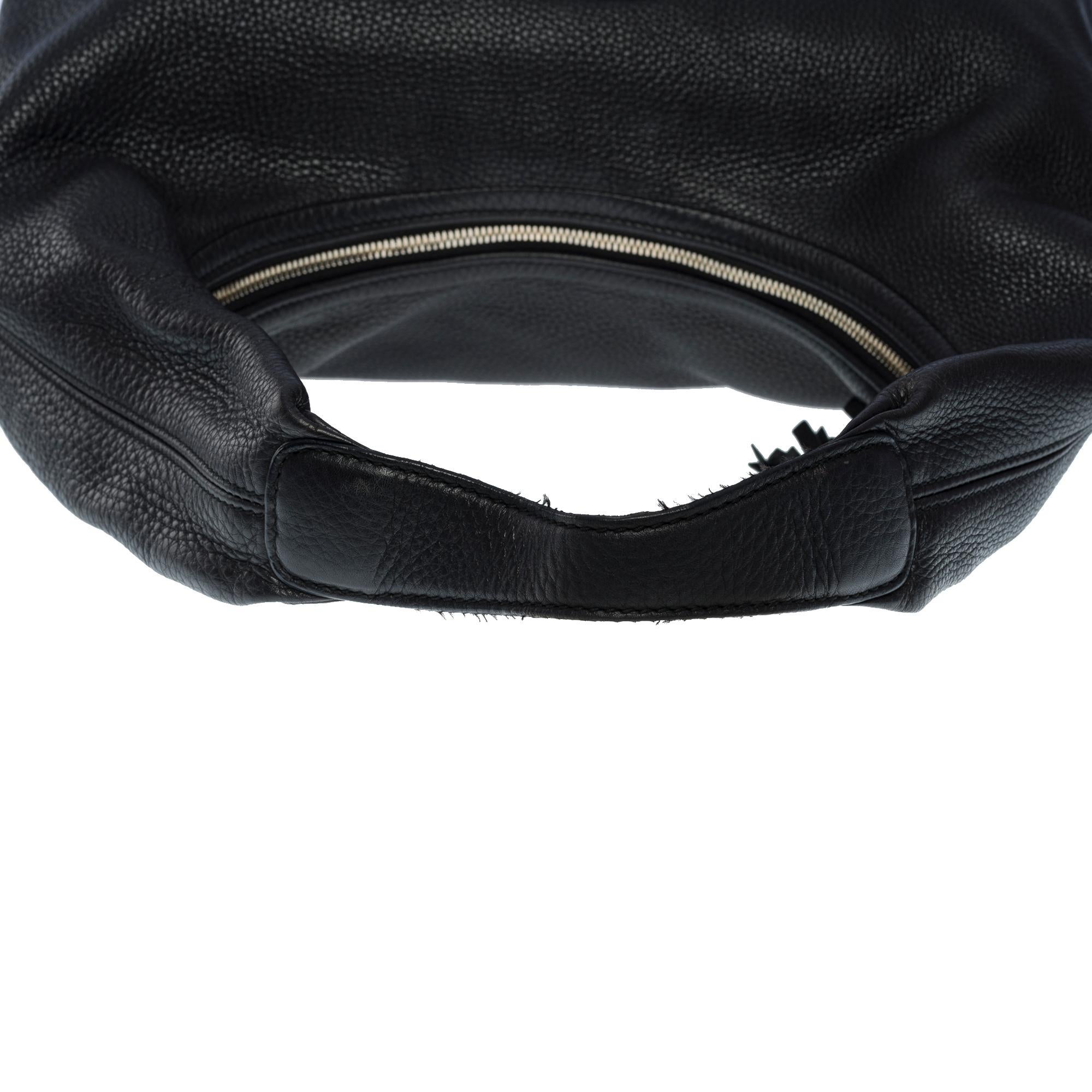 Lovely Gucci Soho GM hobo bag in black grained calf leather, GHW 5