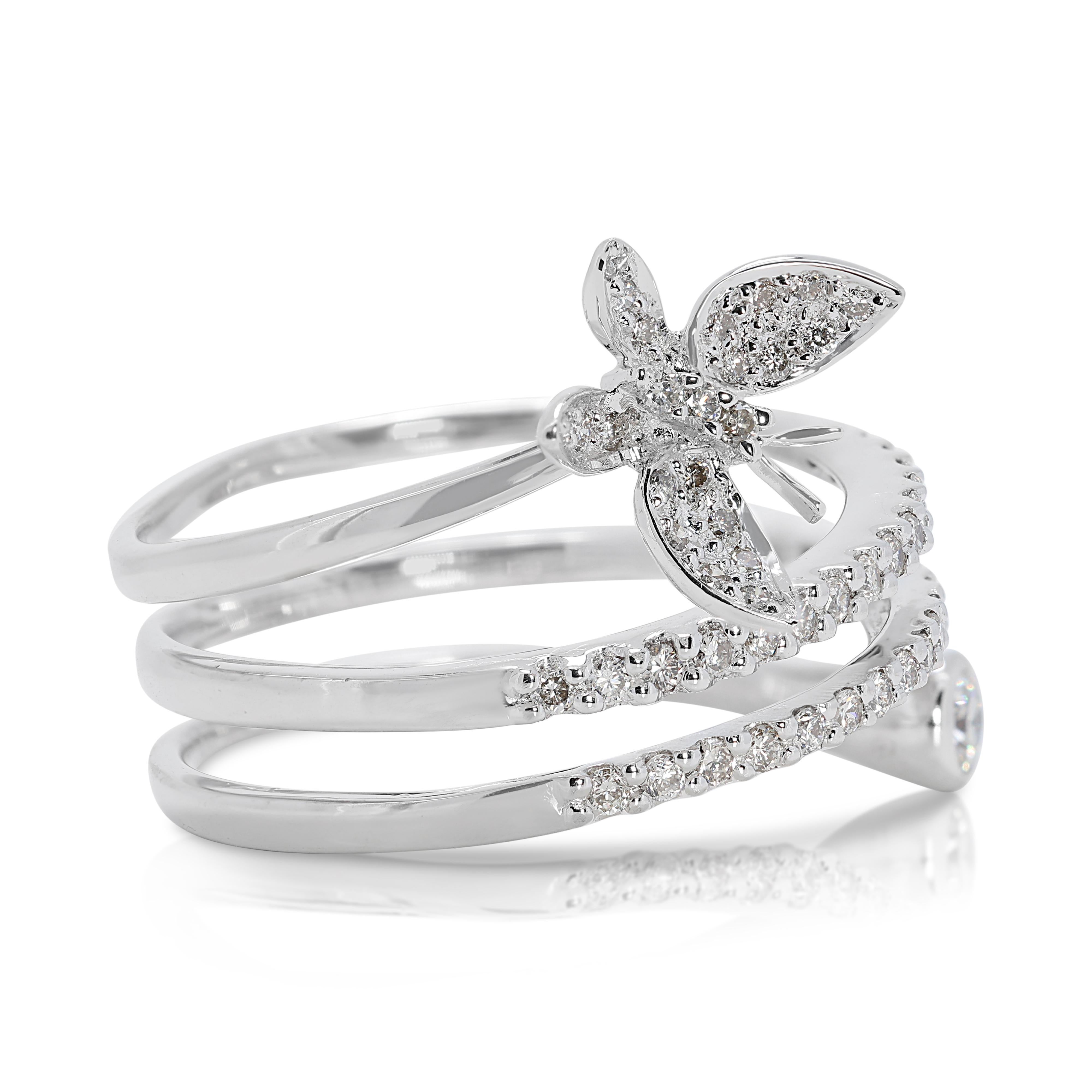 Round Cut Lovely Half Carat Natural Diamond Ring in 18K White Gold