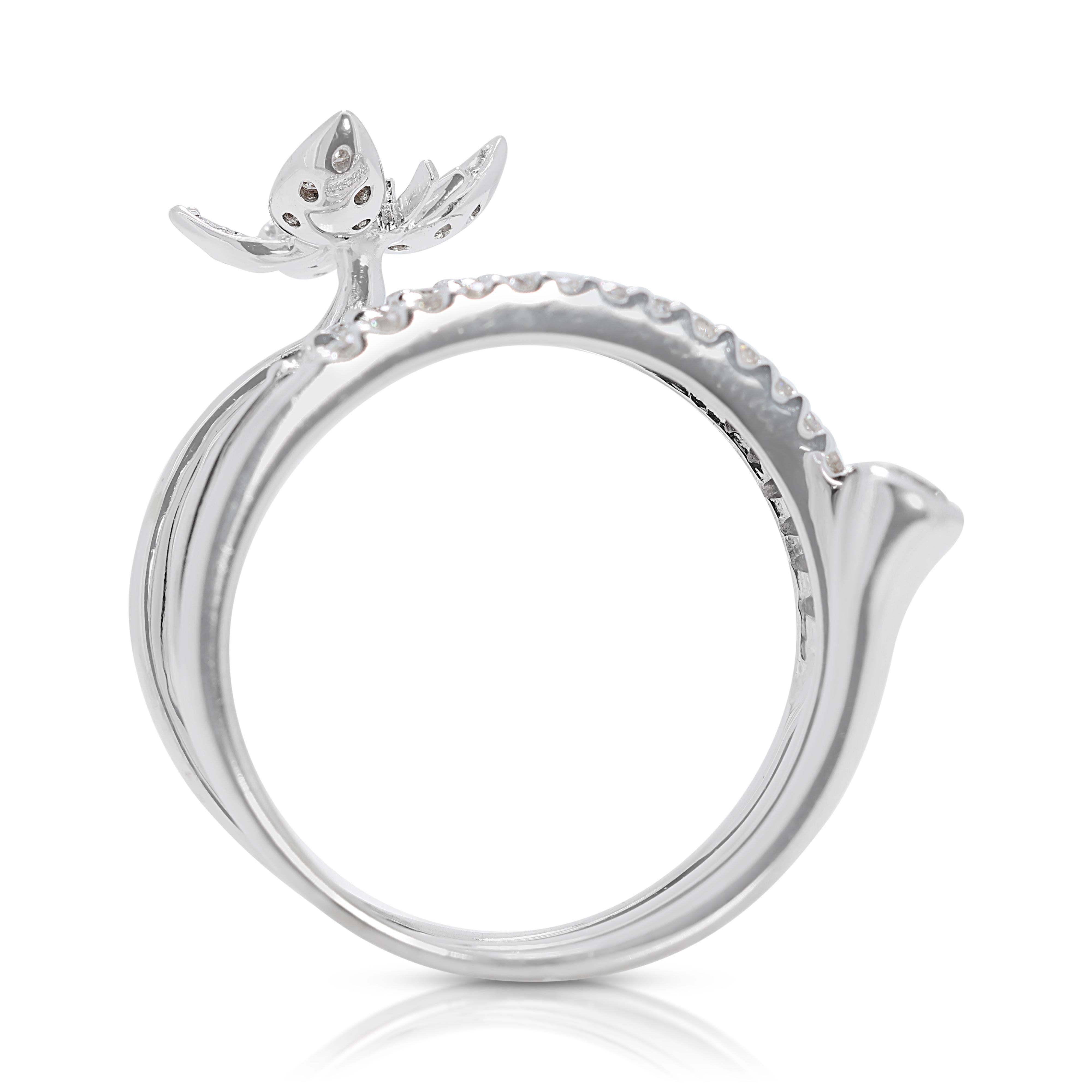 Women's Lovely Half Carat Natural Diamond Ring in 18K White Gold