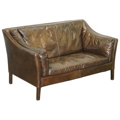 Lovely Halo Reggio Conker Brown Leather Two-Seat Sofa Very Comfortable