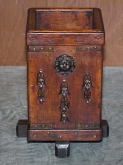 Lovely Hand Carved Circa 1880 English Oak Wastepaper Bin Nice and Decorative