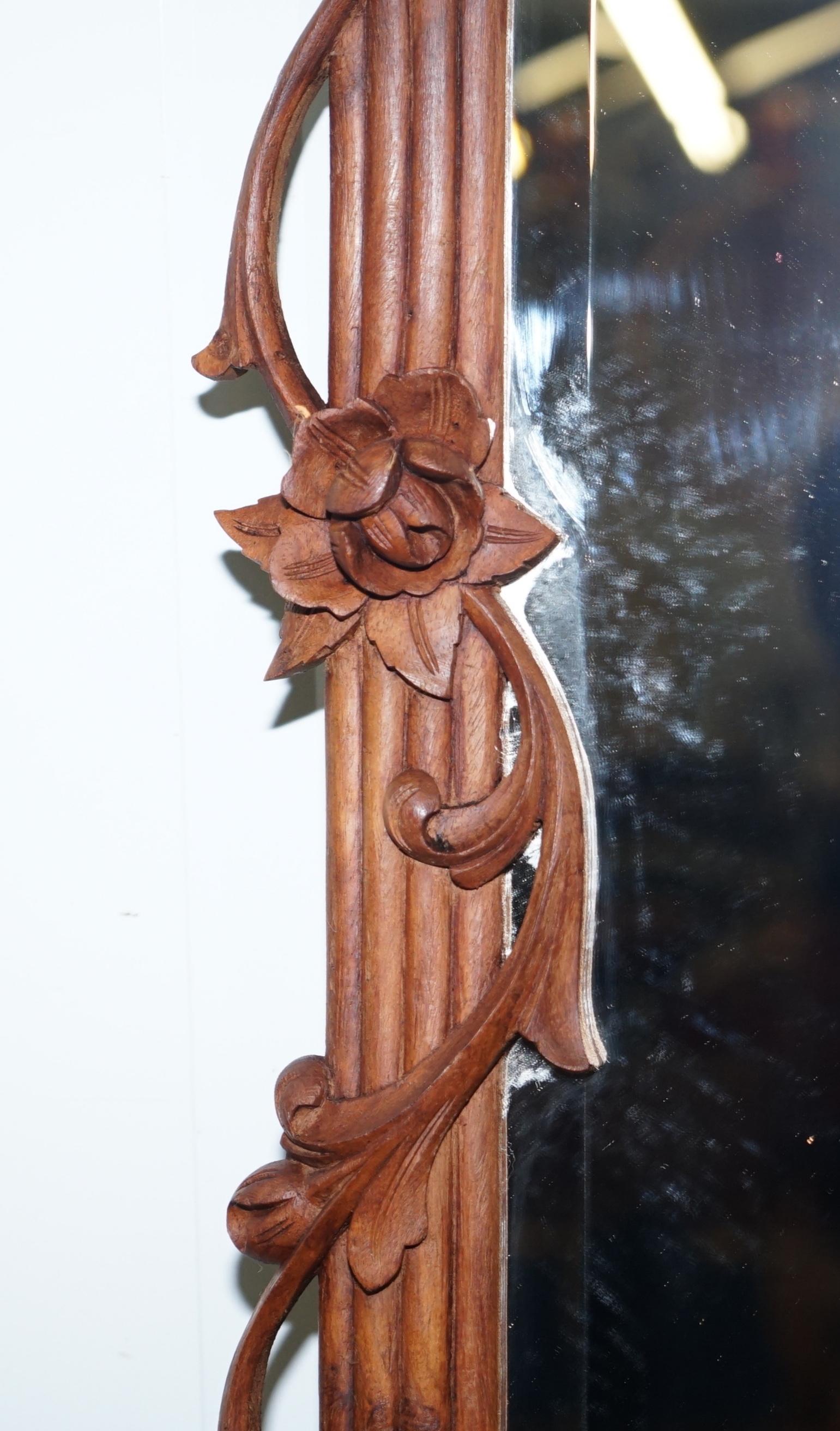 Lovely Hand Carved Fruit and Foliage Hard Wood Framed Bevelled Edge Wall Mirror 4