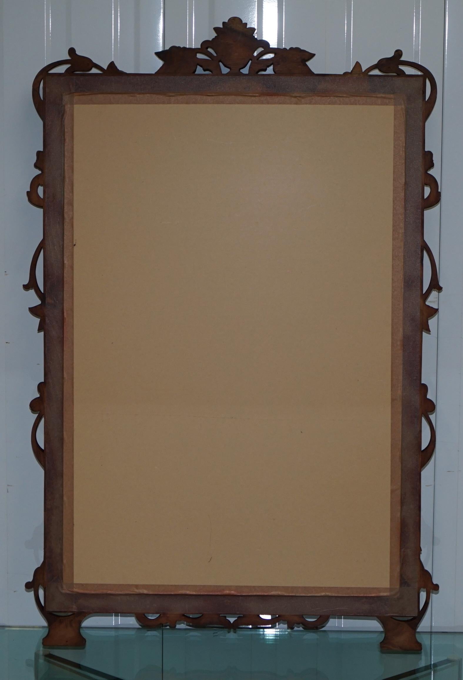 Lovely Hand Carved Fruit and Foliage Hard Wood Framed Bevelled Edge Wall Mirror For Sale 10