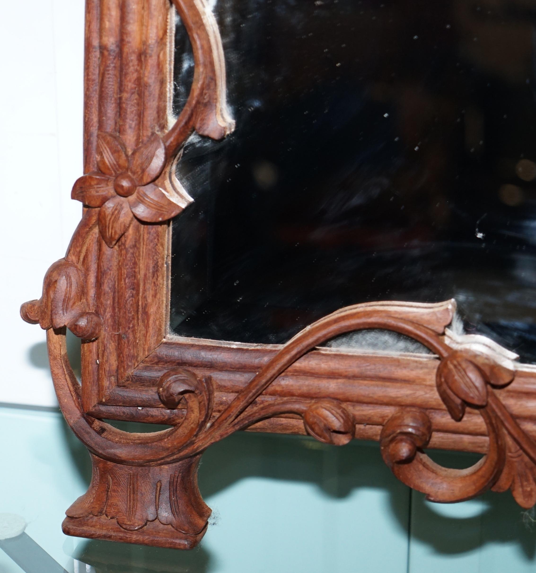 Lovely Hand Carved Fruit and Foliage Hard Wood Framed Bevelled Edge Wall Mirror 1