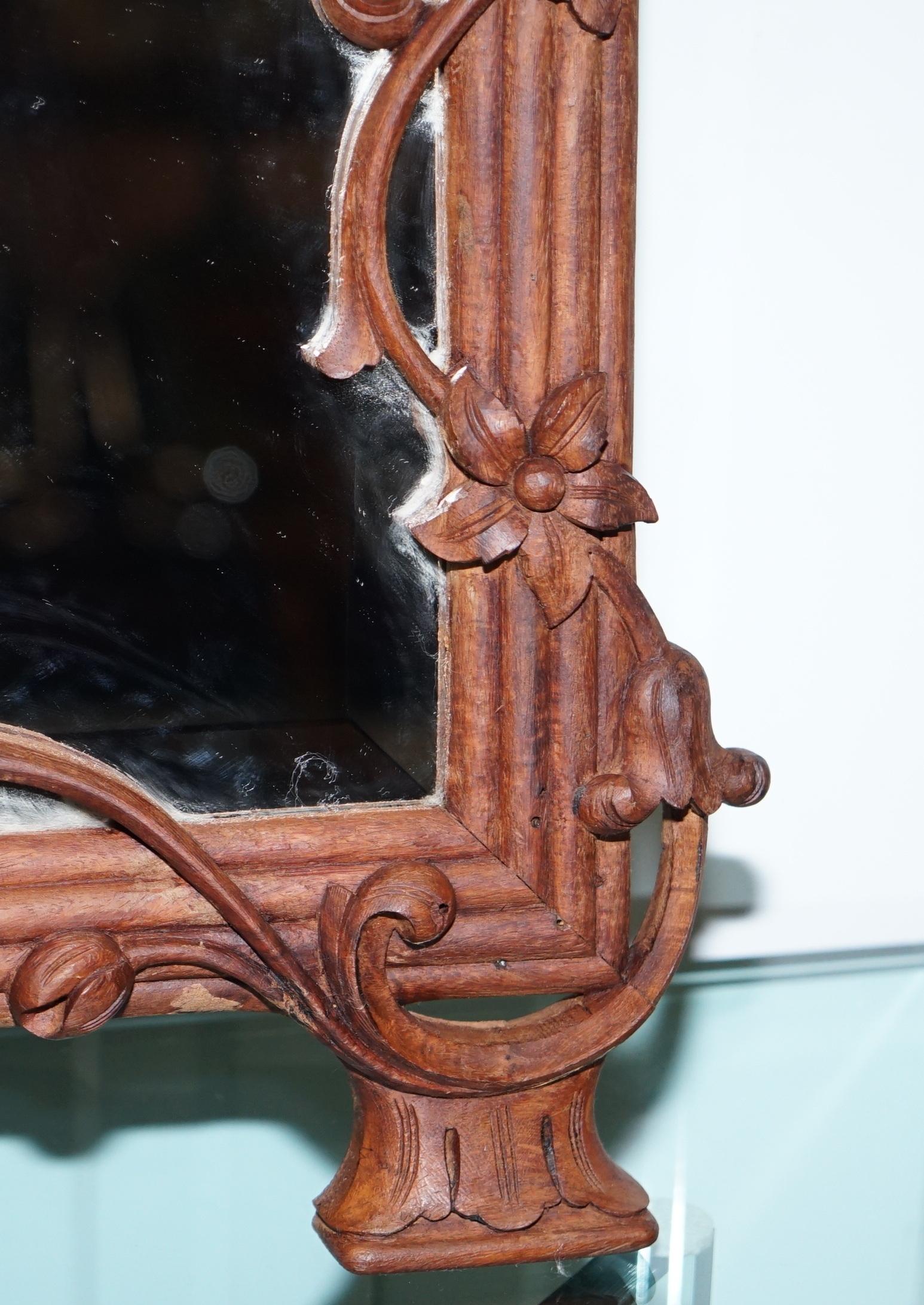 Lovely Hand Carved Fruit and Foliage Hard Wood Framed Bevelled Edge Wall Mirror 2