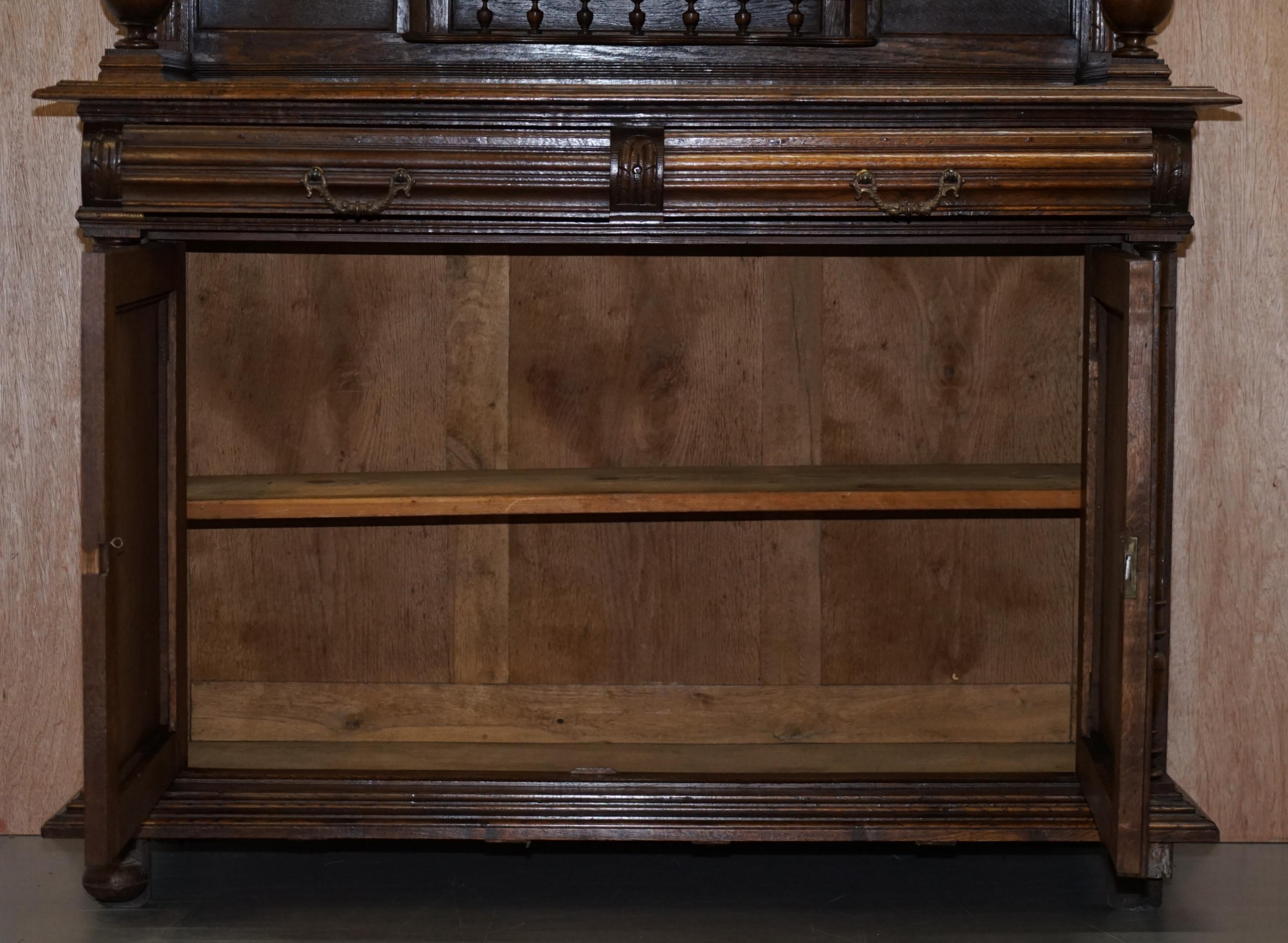 Lovely Hand Carved Solid Oak Dutch Cupboard Ornate Detailing Chest of Drawers For Sale 12