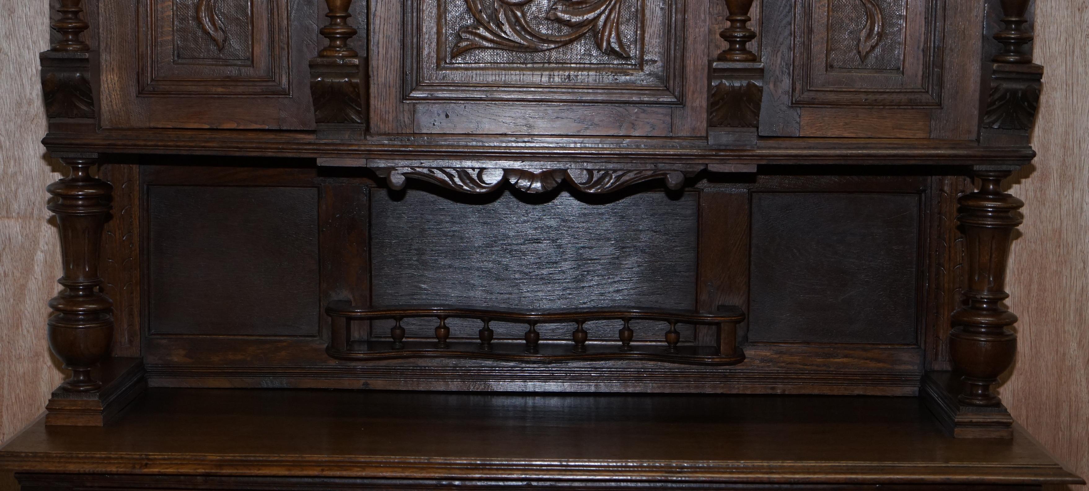 Lovely Hand Carved Solid Oak Dutch Cupboard Ornate Detailing Chest of Drawers For Sale 2