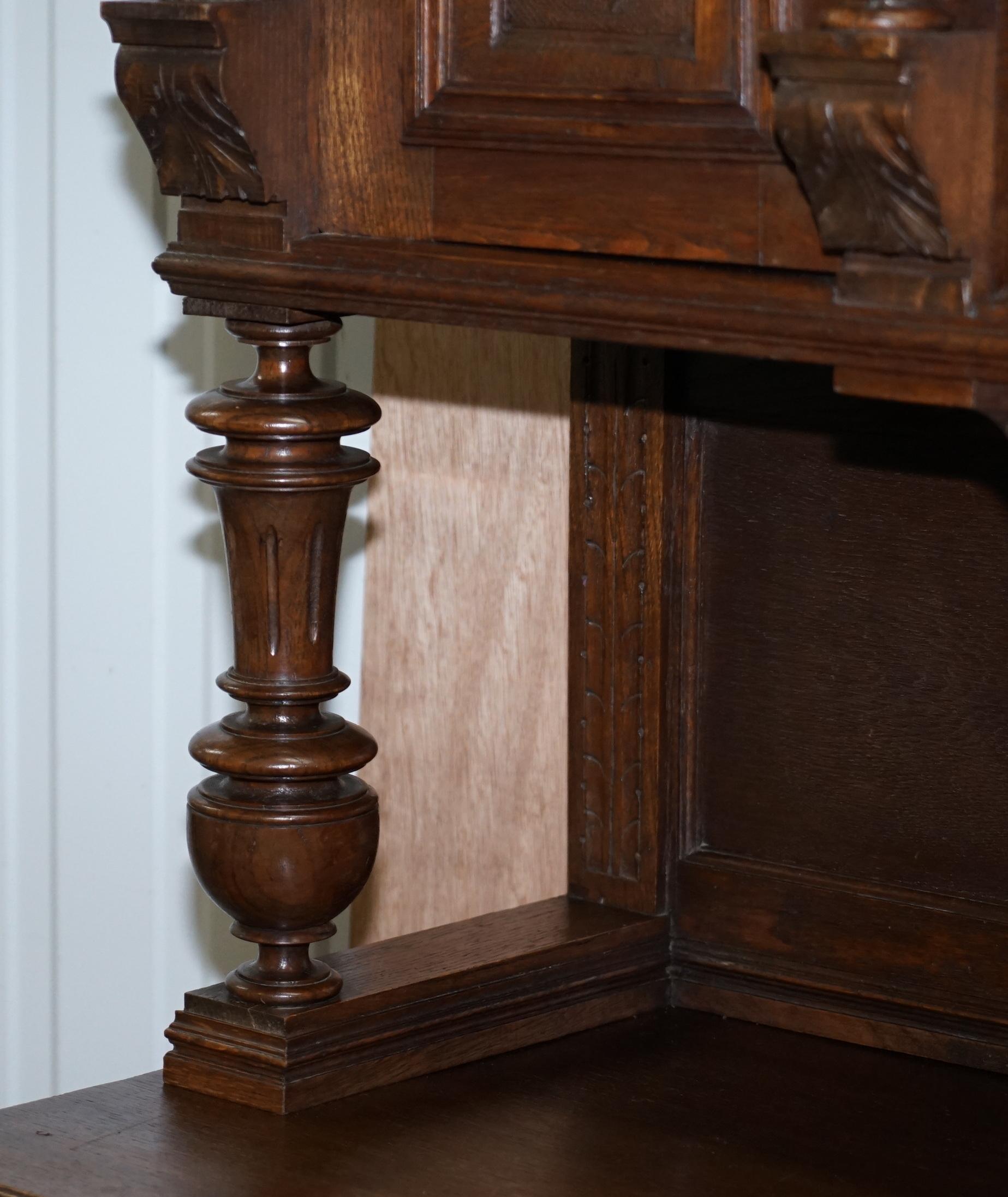 Lovely Hand Carved Solid Oak Dutch Cupboard Ornate Detailing Chest of Drawers For Sale 3