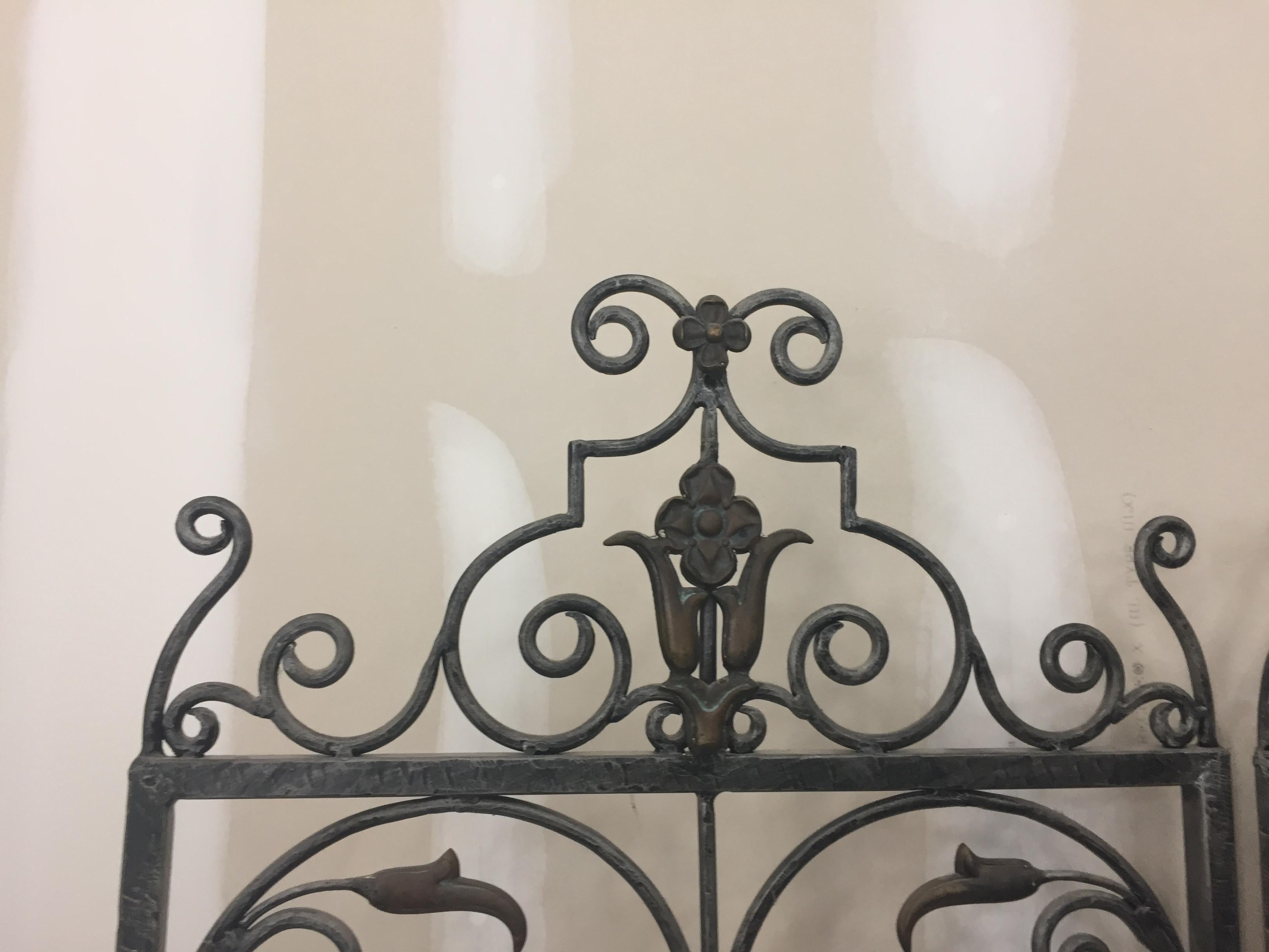Lovely Hand Forged Wrought Iron Filigree Screen Room Divider In Excellent Condition In Hopewell, NJ