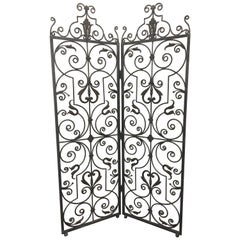 Vintage Lovely Hand Forged Wrought Iron Filigree Screen Room Divider