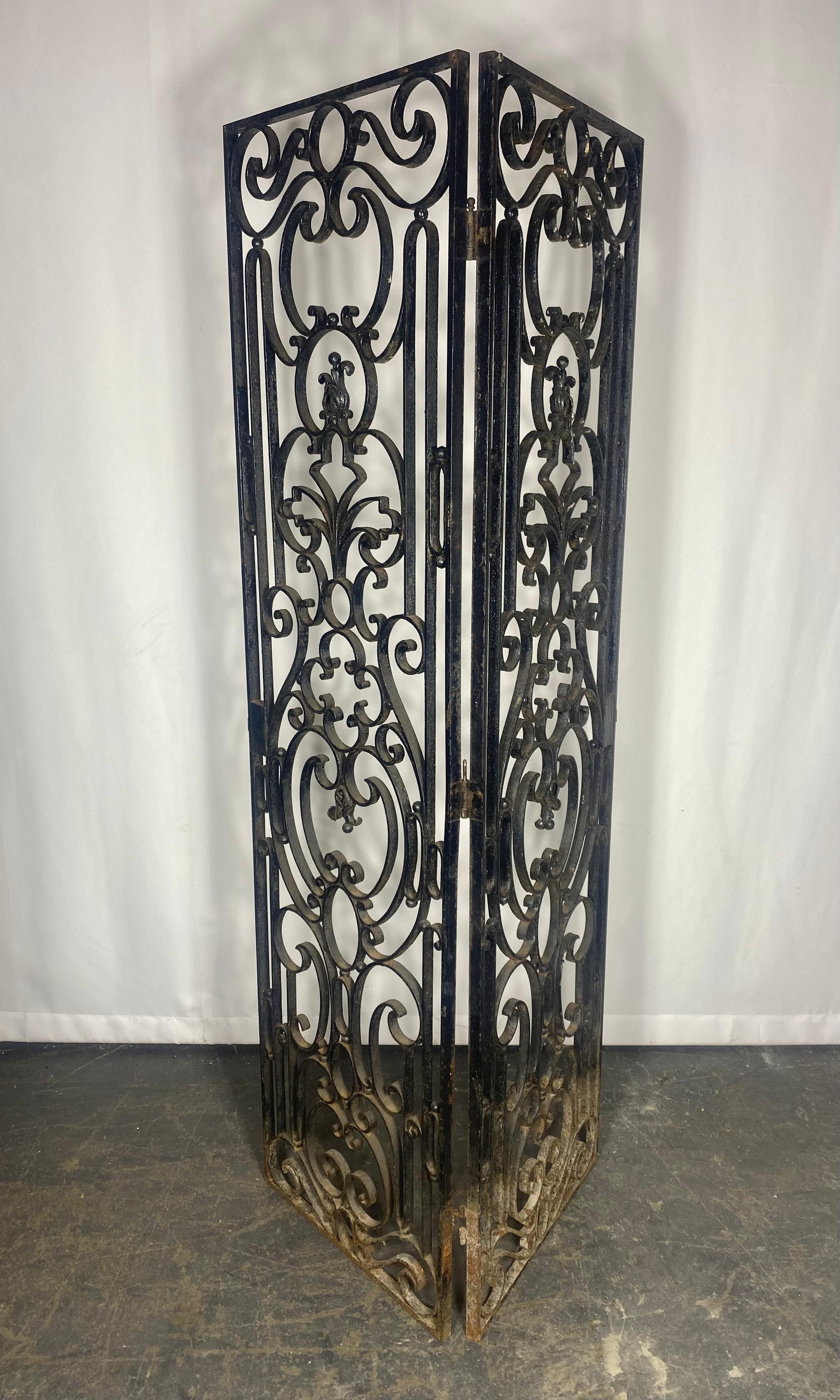 Hand-Crafted Lovely Hand Forged Wrought Iron Filigree Screen Room Divider, Garden element For Sale