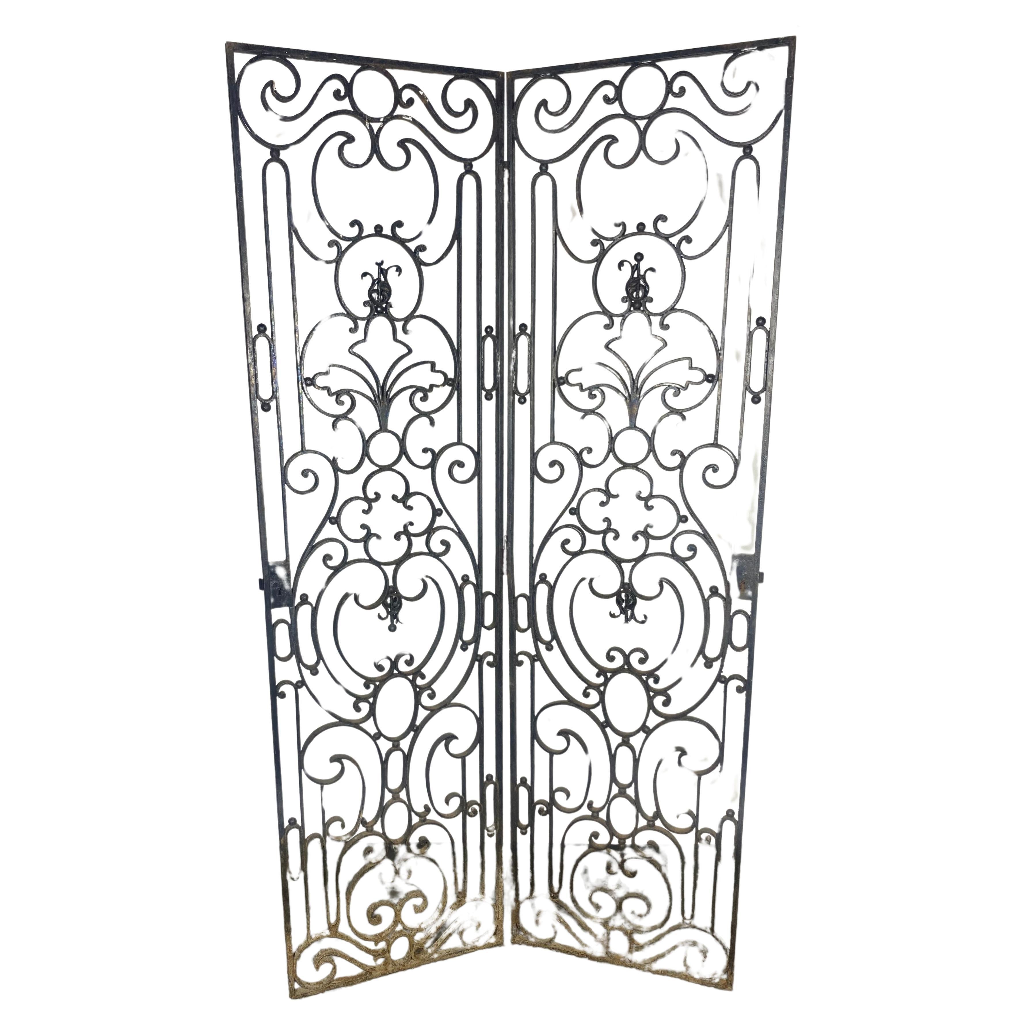 Lovely Hand Forged Wrought Iron Filigree Screen Room Divider, Garden element For Sale