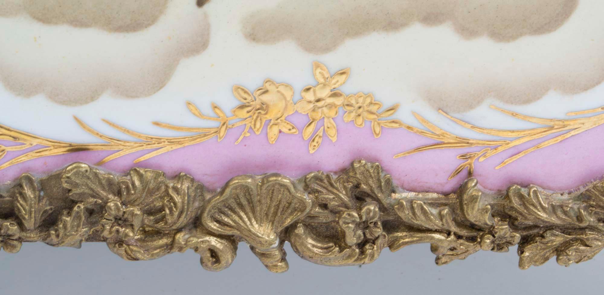 Lovely Hand Painted Sevres Style Porcelain Casket Pink 2