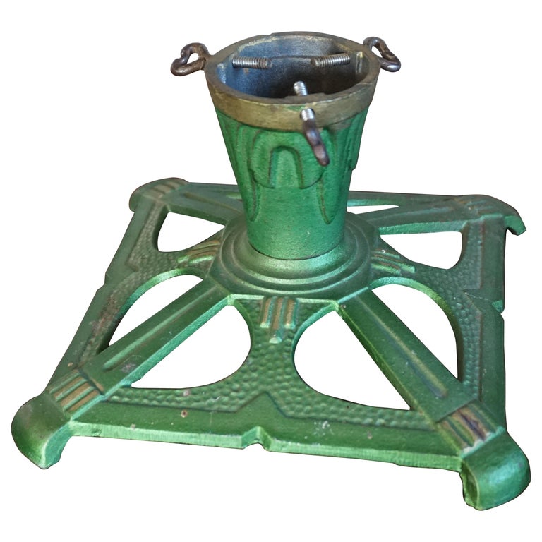 Lovely Handcrafted Cast Iron Art Deco Tree Stand for Small Christmas