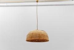 Schöne handgefertigte Mid-Century-Modern-Pendelleuchte aus Bambus und Korbweide, 1960er Jahre, Italien