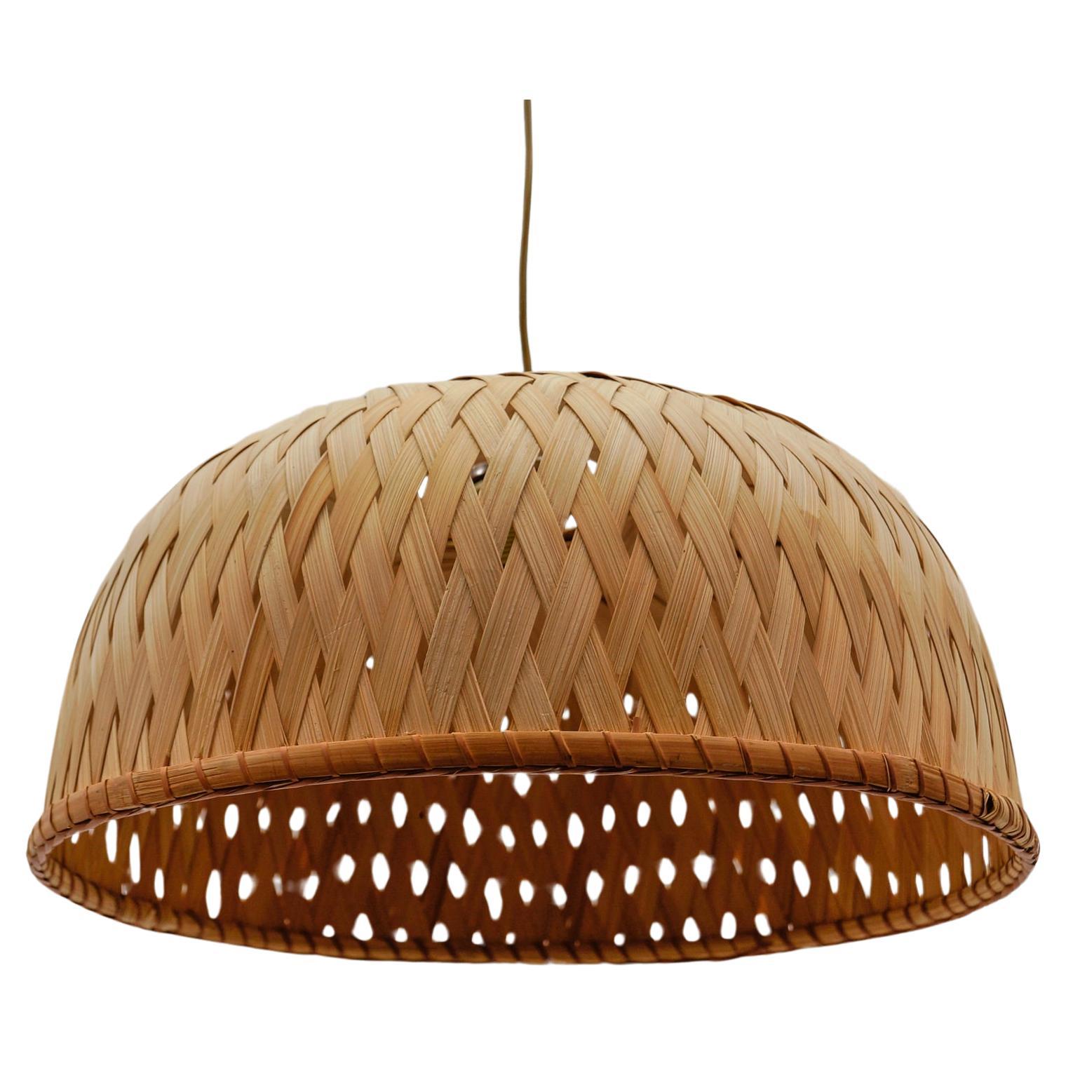 Lovely Handmade Mid-Century Modern Bamboo Wicker Pendant Light, 1960s Italy