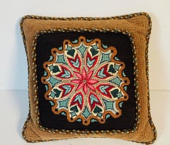 Lovely Handmade Needlepoint Rosette Pillow