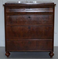 Lovely Handmade Victorian circa 1850 Biedermeier Walnut Chest of Drawers