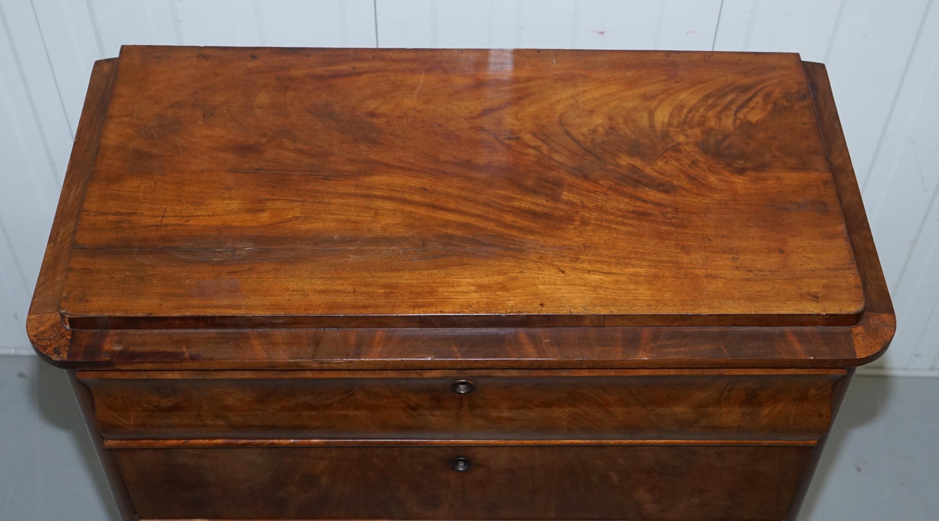 Hand-Carved Lovely Handmade Victorian circa 1850 Biedermeier Walnut Chest of Drawers