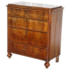 Lovely Handmade Victorian circa 1850 Biedermeier Walnut Chest of Drawers