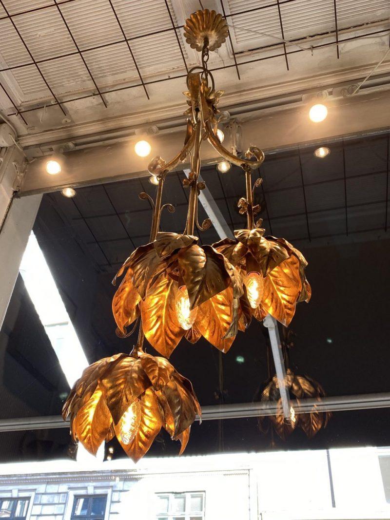 Lovely Hans Kögl Brass Palm Ceiling Light For Sale 1