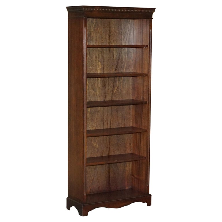 Lovely Hardwood Finish Library Open Bookcase Adjustable Shelves at 1stDibs