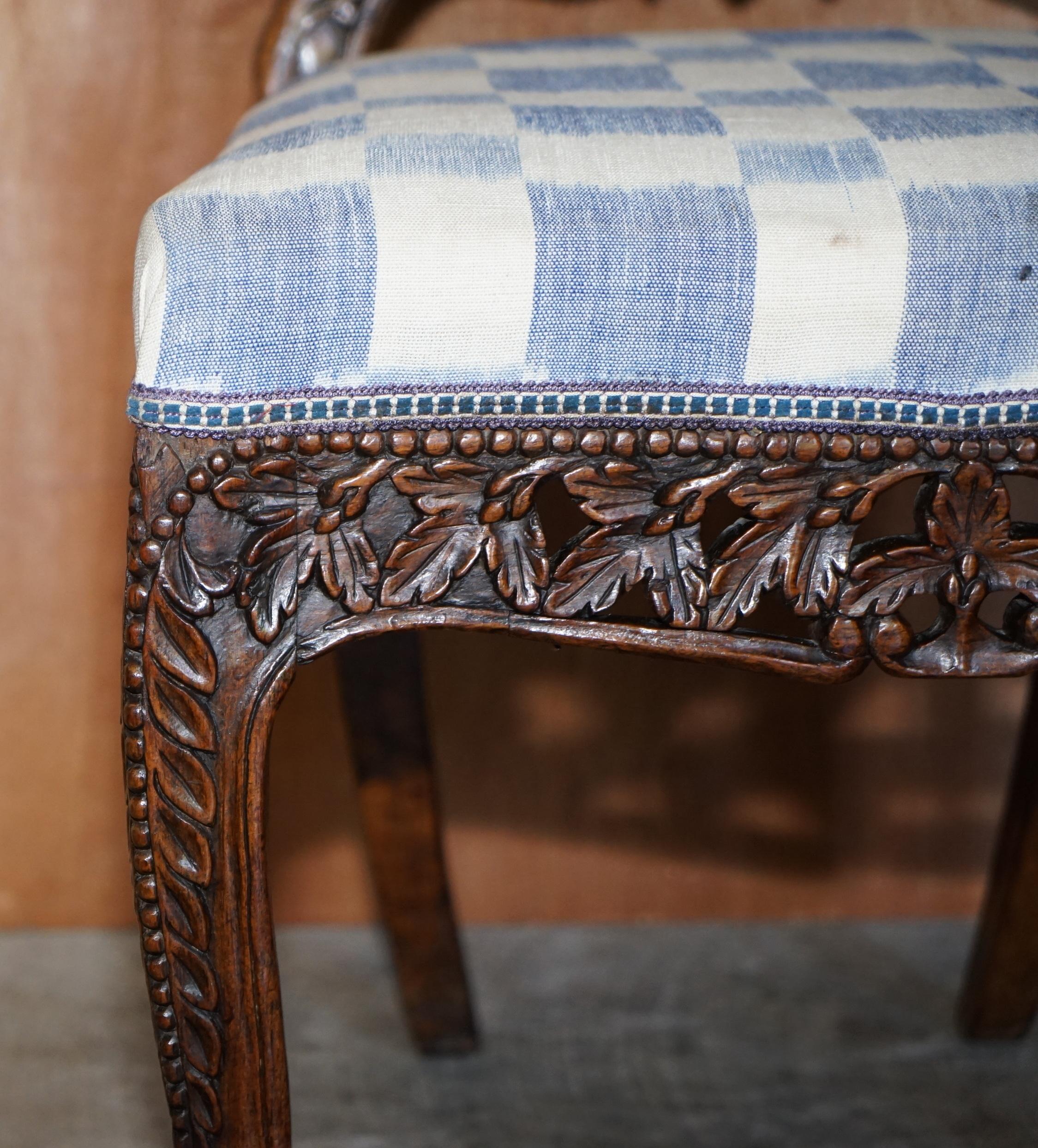 Lovely Hardwood Hand Carved Anglo Indian Burmese Chair with Floral Detailing For Sale 6