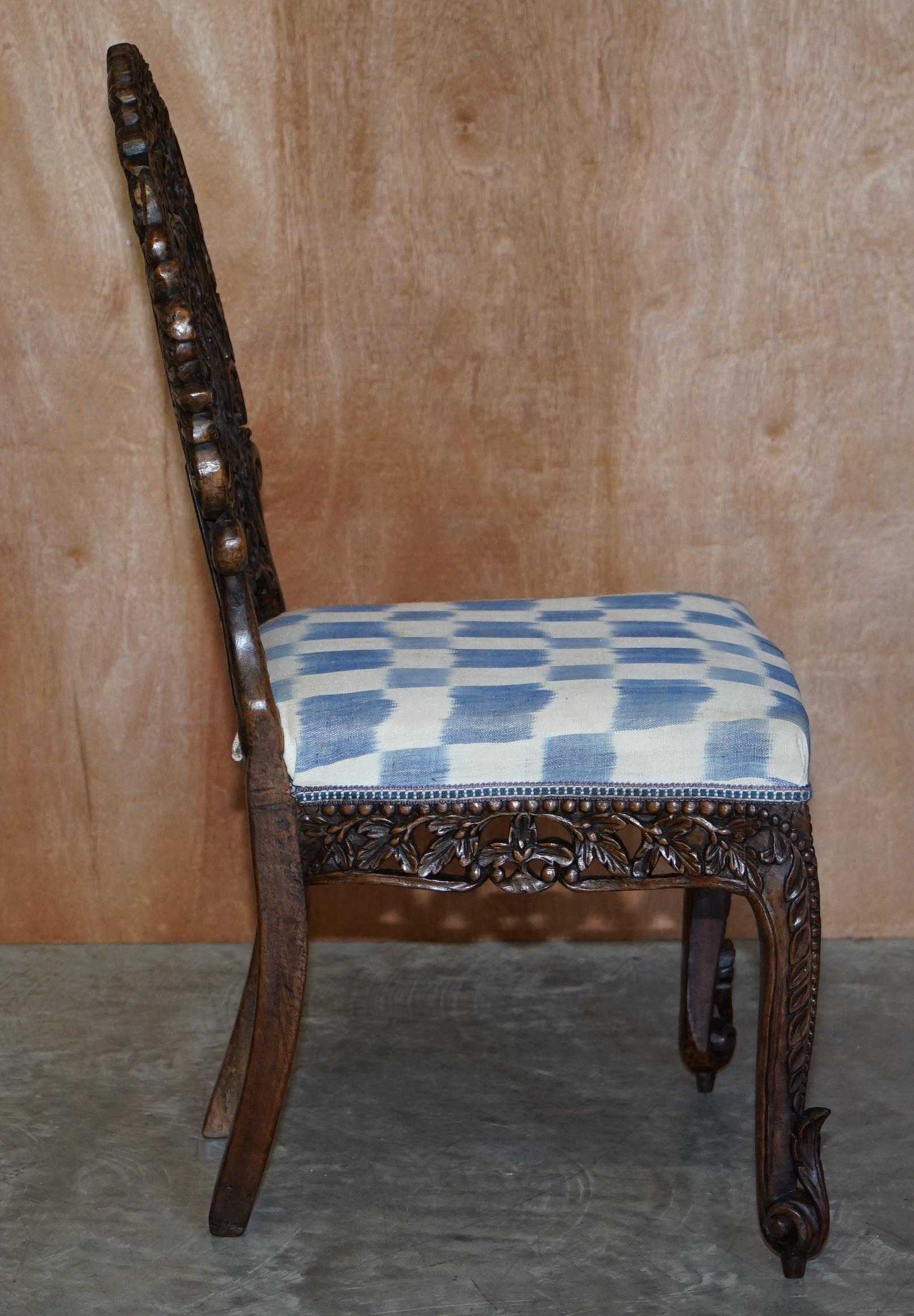 Schöner handgeschnitzter anglo-indischer birmanischer Stuhl aus Hartholz mit floralen Details im Angebot 7