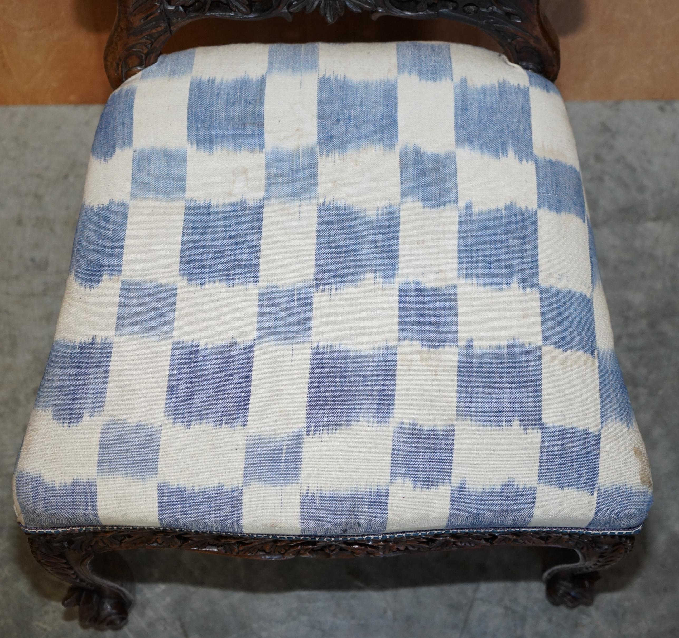 Schöner handgeschnitzter anglo-indischer birmanischer Stuhl aus Hartholz mit floralen Details im Angebot 1