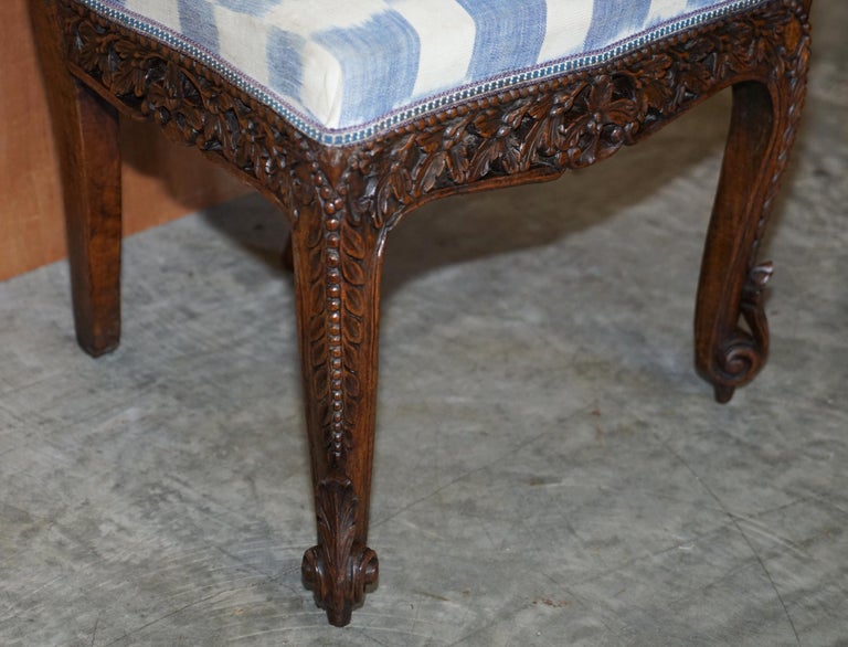 Lovely Hardwood Hand Carved Anglo Indian Burmese Chair with Floral Detailing For Sale 4