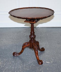 Lovely Hardwood Large Pie Crust Tilt Top Side Wine Plant Lamp Table
