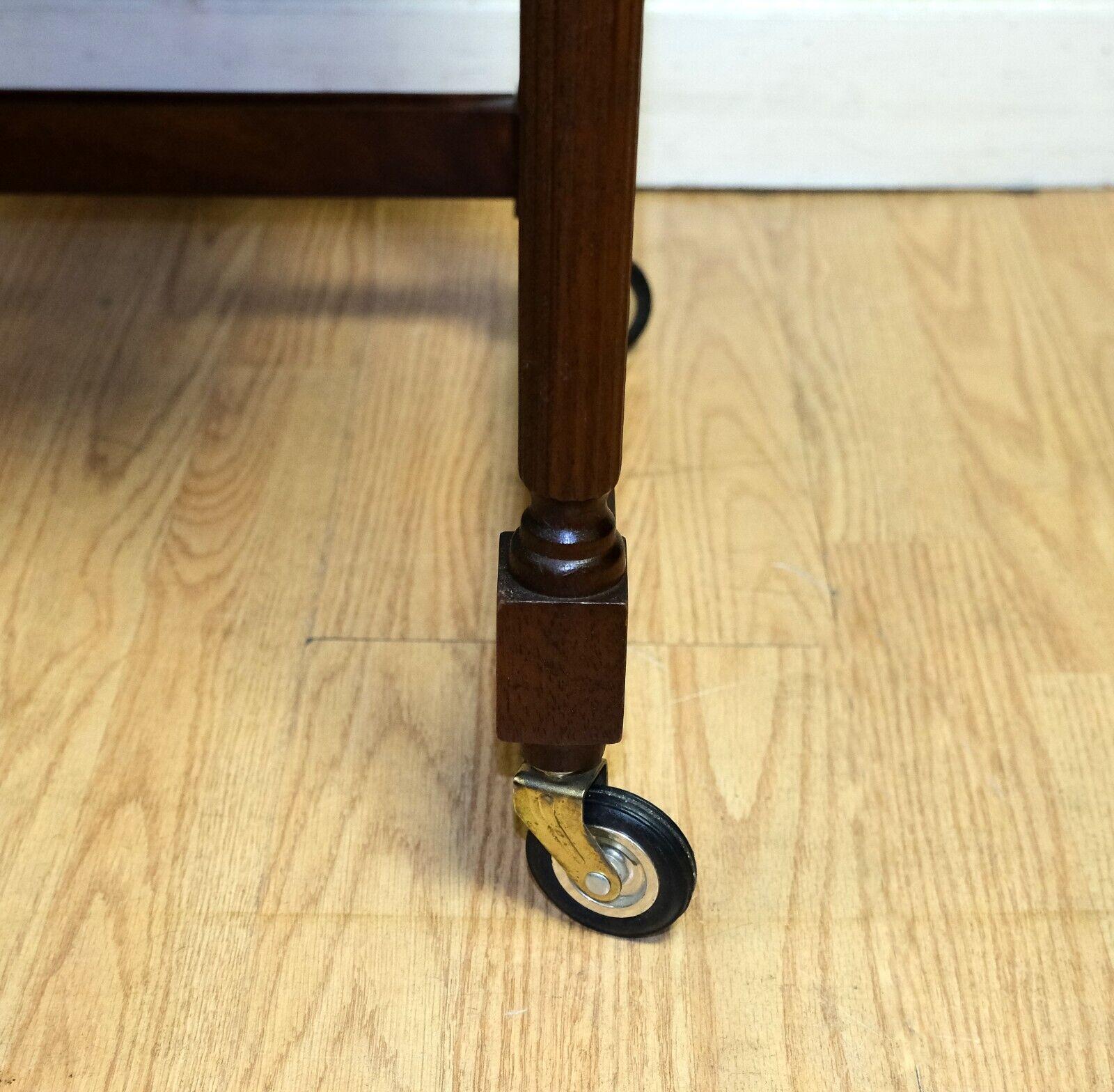 LOVELY HARDWOOD METAMORPHIC NEST OF TABLES FOLD OVER TOP REEDED & TURNED LEGs For Sale 10