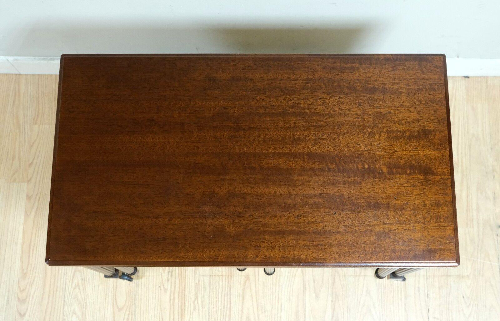 Hardwood LOVELY HARDWOOD METAMORPHIC NEST OF TABLES FOLD OVER TOP REEDED & TURNED LEGs For Sale