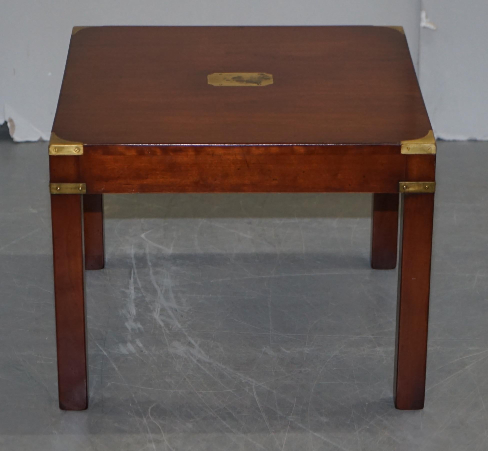 We are delighted to offer for sale this stunning Kennedy furniture Harrods London Military Campaign side table

A good looking and well made piece, absolutely iconic and highly collectable

This has the original finish and is in good order