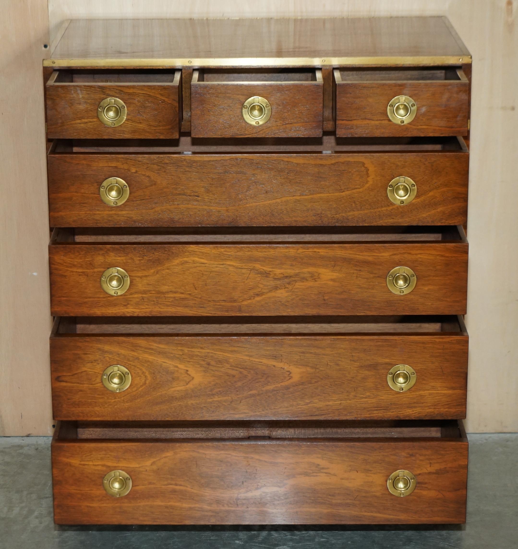 Lovely Harrods Kennedy Military Campaign Full Sized Chest of Drawers Must See For Sale 11