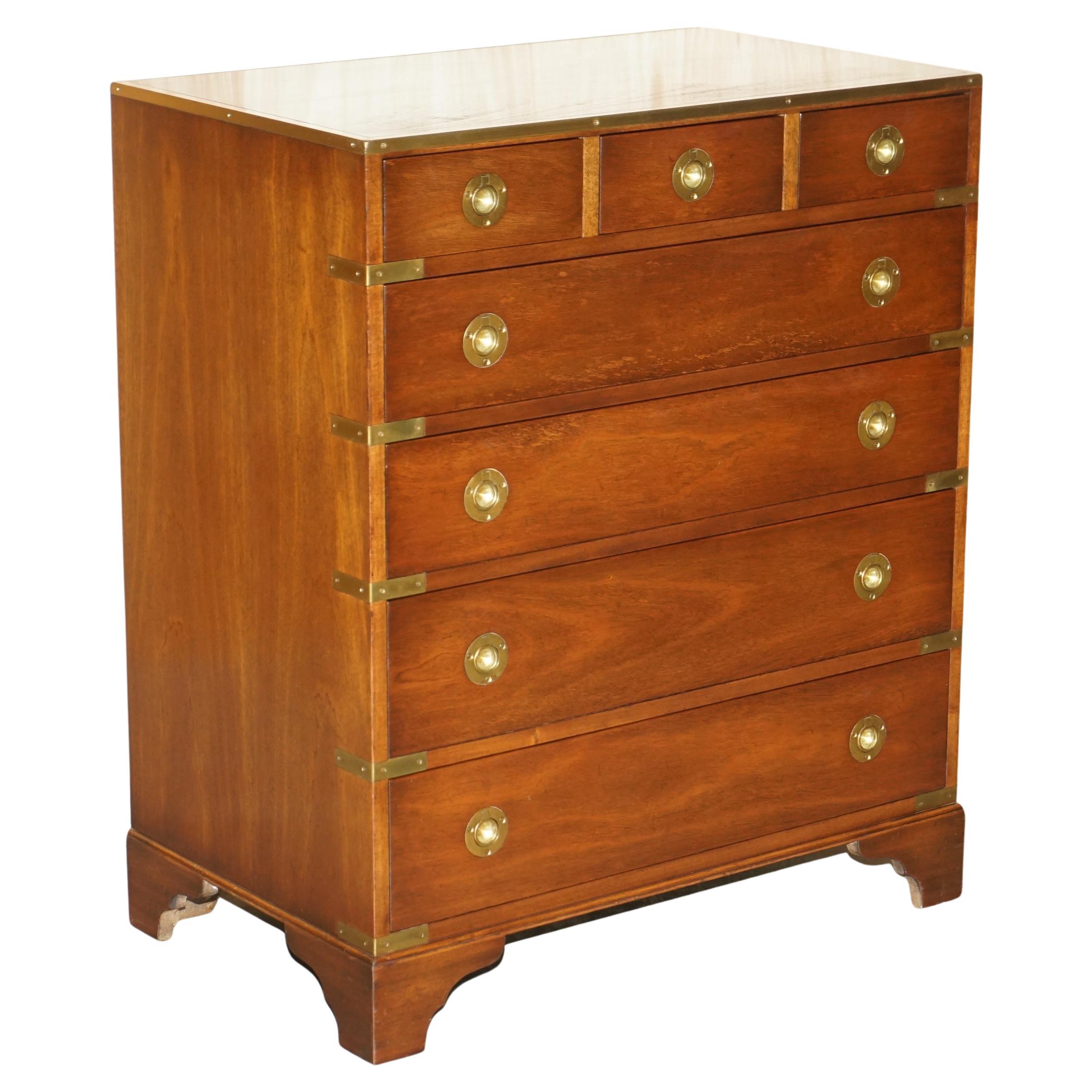 Lovely Harrods Kennedy Military Campaign Full Sized Chest of Drawers Must See For Sale