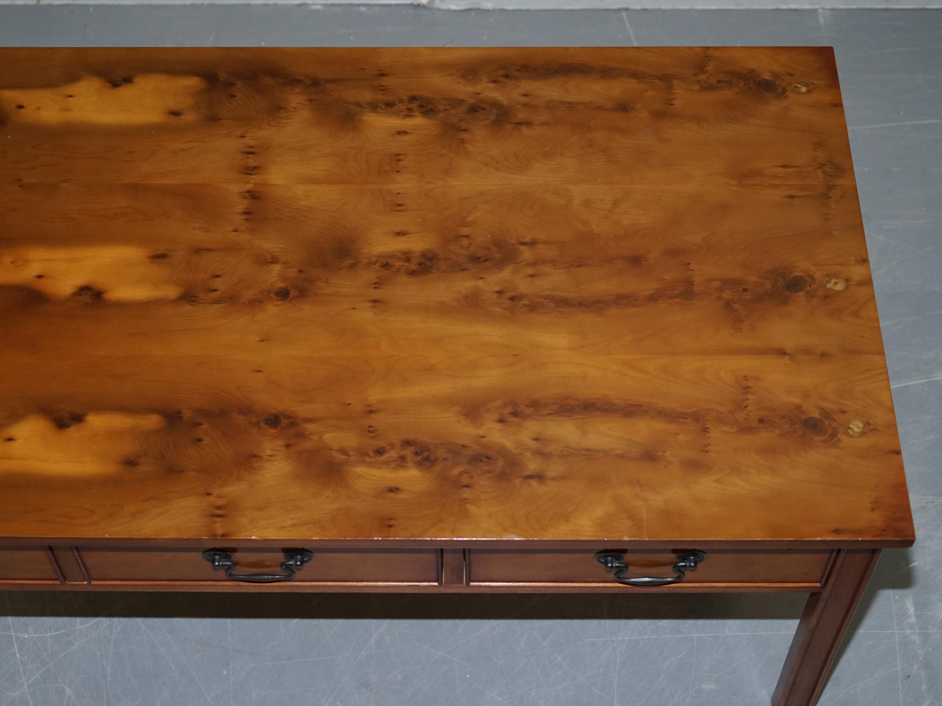 Mid-Century Modern Lovely Harrods London Burr Yew Wood Coffee Table Lovely Vintage Detailing For Sale
