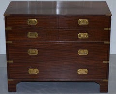 Lovely Harrods London Mahogany Military Campaign TV Stand Entertainment Cabinet