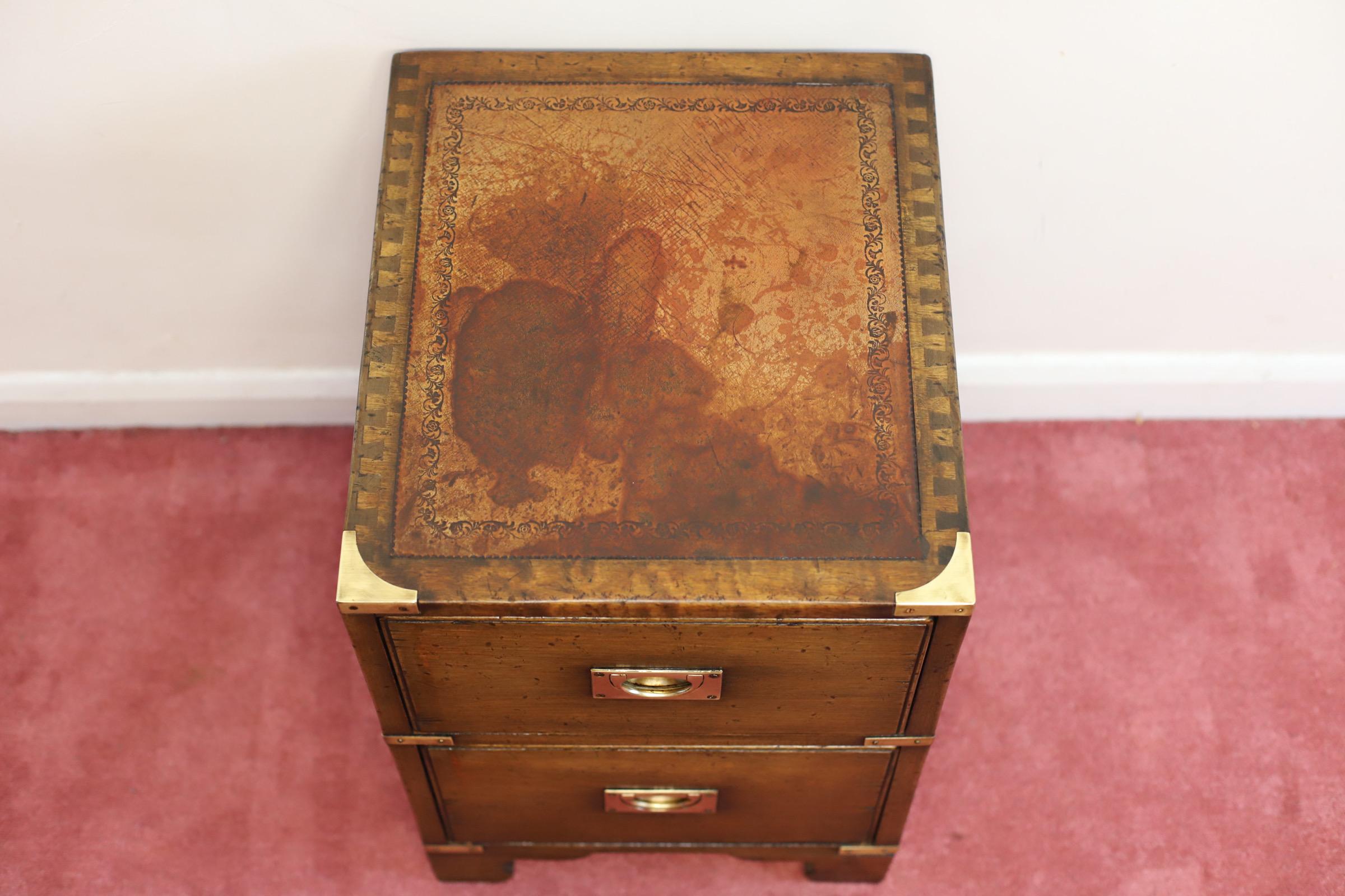 British Lovely Harrods London Military Campaign Bedside Table For Sale