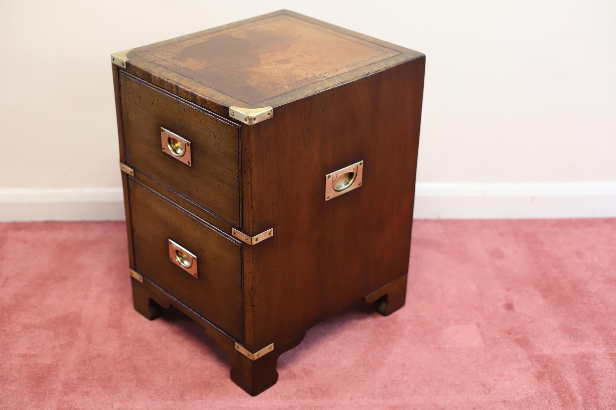 20th Century Lovely Harrods London Military Campaign Bedside Table For Sale