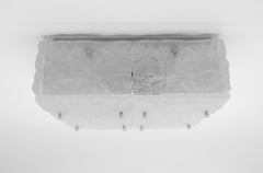 Lovely Heavy Vintage Ice Glass Flush Mount from Kalmar, Austria, 1960s