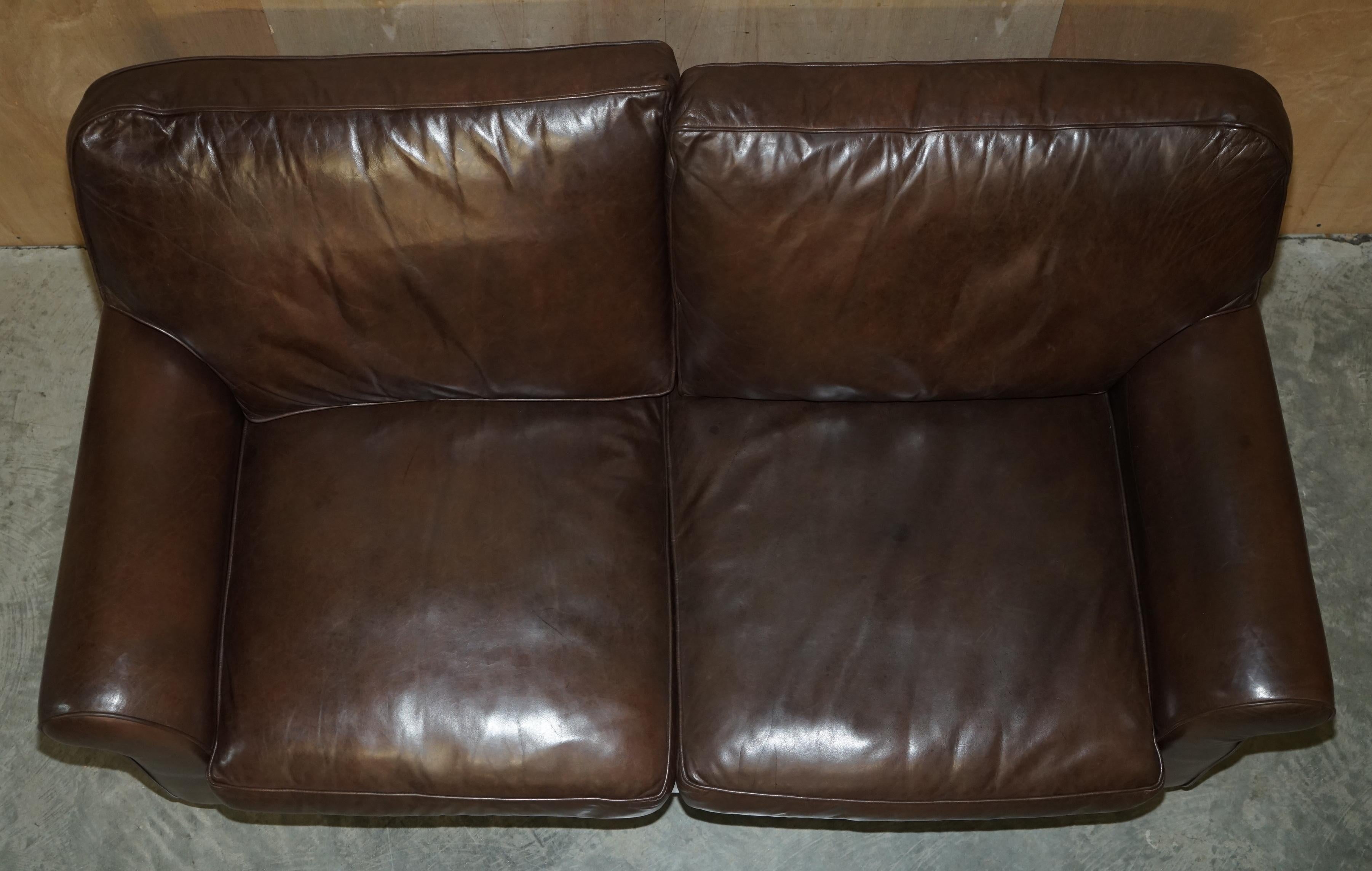 Lovely Heritage Brown Leather Laura Ashley Mortimer Sofabed in Very Nice Order For Sale 1