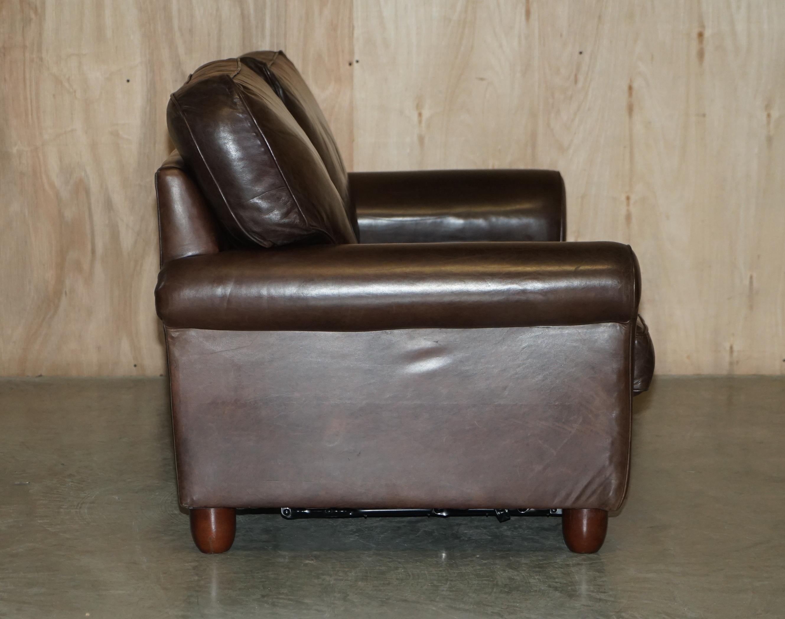 Lovely Heritage Brown Leather Laura Ashley Mortimer Sofabed in Very Nice Order For Sale 2